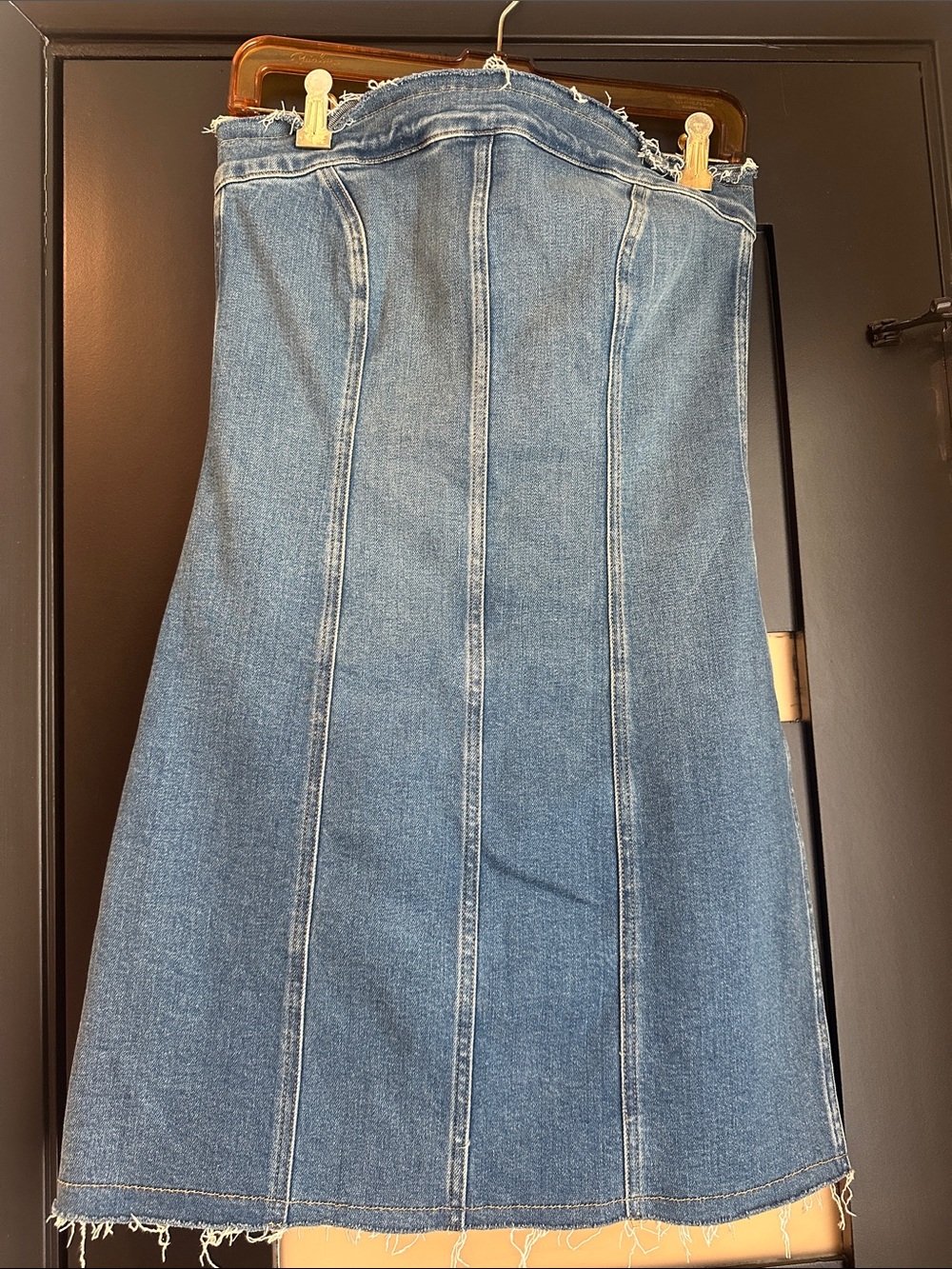 Good American Strapless Denim Tube Dress in Light Blue - Picture 5 of 5